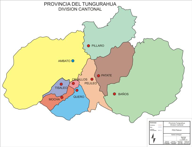 Mapa Map Landkarte Cantones Tungurahua